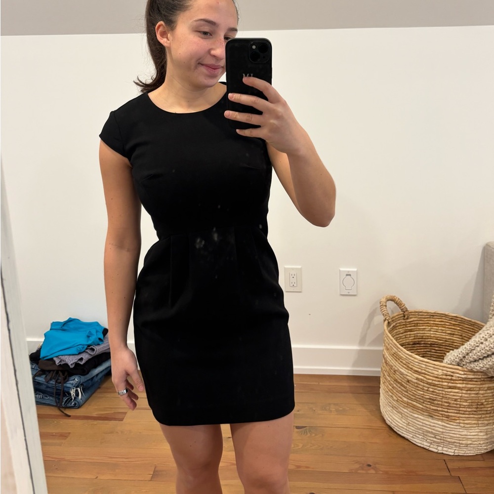 LOFT Black Cap Sleeve Mini Dress